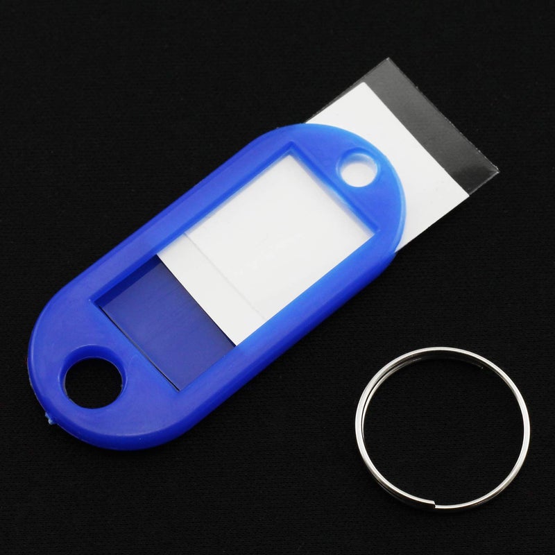 Lind Kitchen 40pcs Blue Key Ring Label Tags Plastic Keys Holder and Identifier Name Number Address Information Label Card for Keys ID 5x2.2cm - Image 4